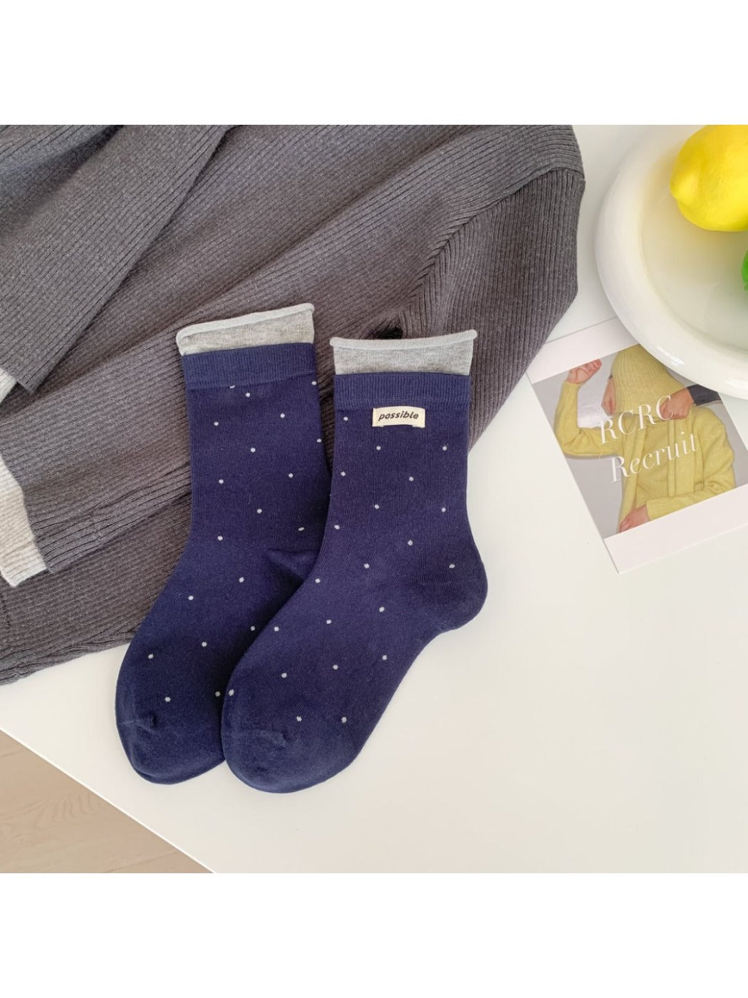 Rufia - Women's Mid-Crew Capsule Socks with Minimalist Prints