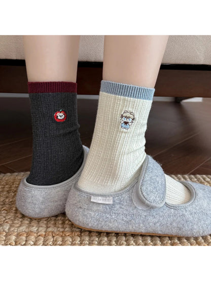 Rufia - Patterned Ribbed Crew Socks