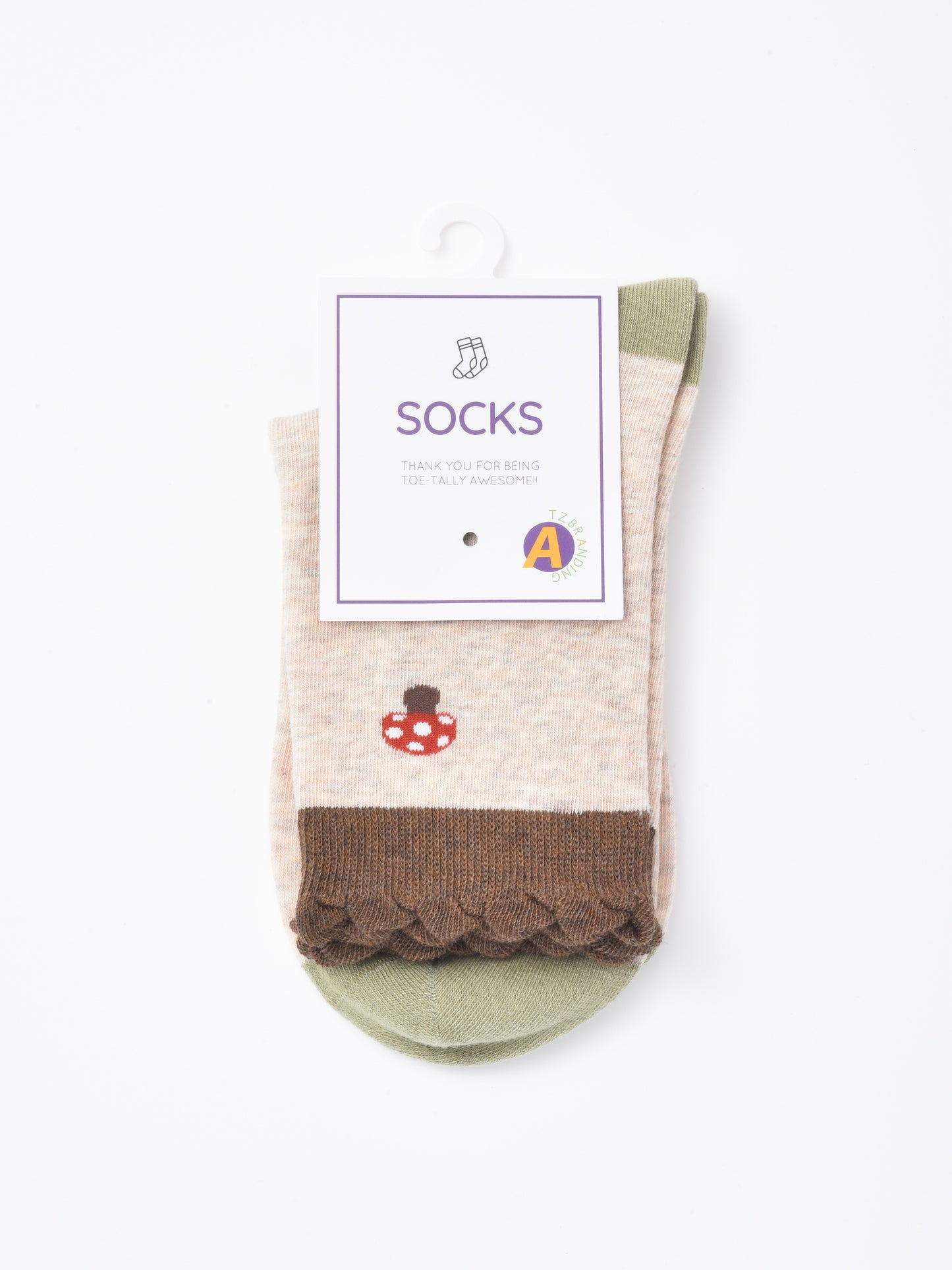 Rufia - Mushroom Print Ruffle Crew Sock