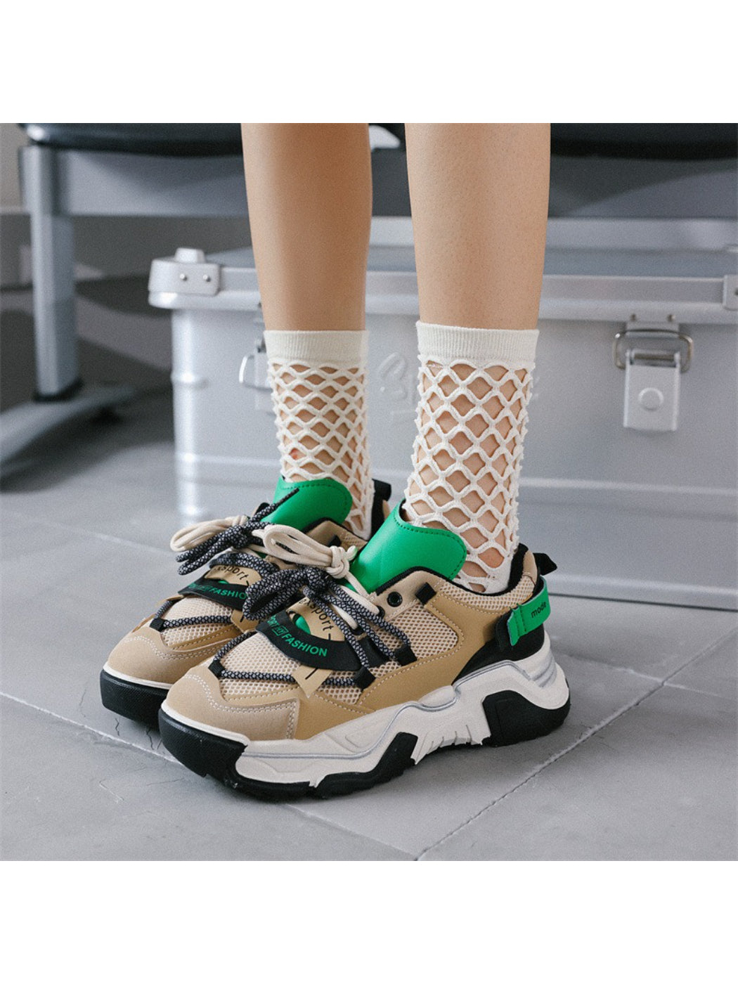 Rufia - Openwork Panel Crew Socks