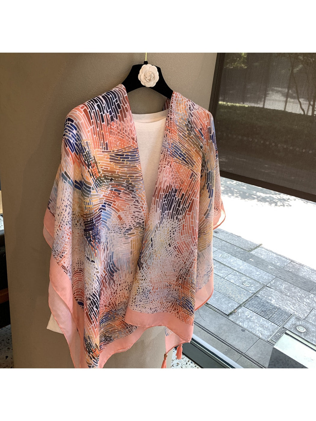 Scarvii - Abstract Print Open Front Shawl Scarf