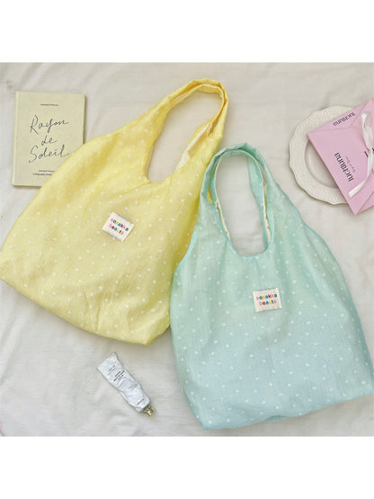 Cosbai Summer Bloom casual tote bag with floral print and tan handles on white background