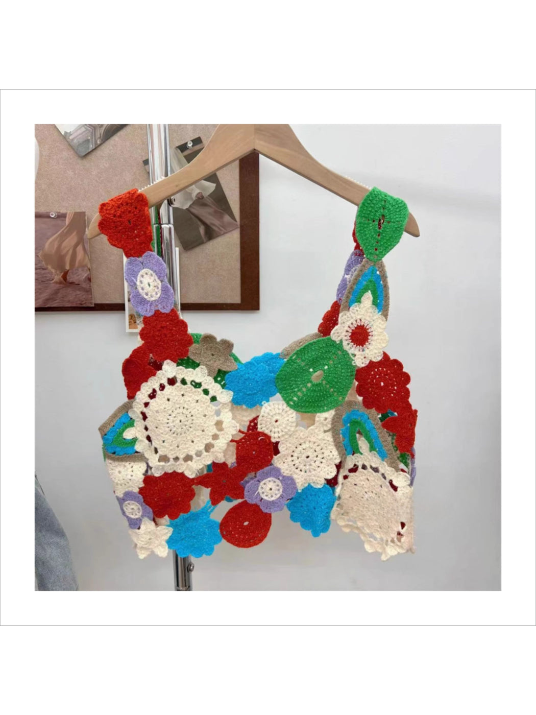 Crosa - Multicolor Crochet Flower Top Sweater