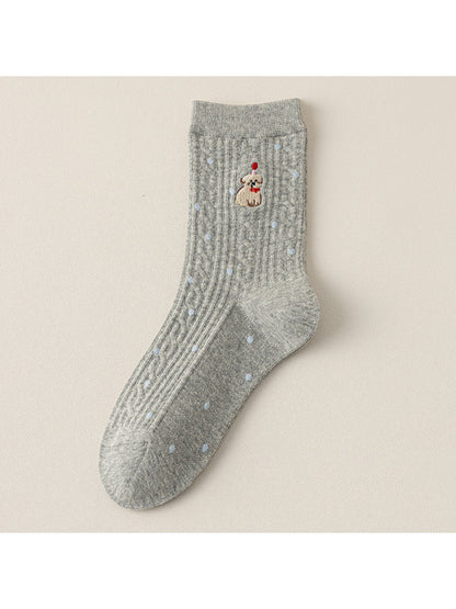 Rufia - Winter Mid-Calf Socks with Cartoon Animal Pattern