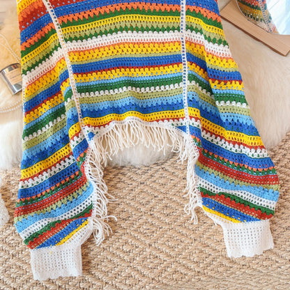 Crosa - Vintage Rainbow Open-Knit Sweater