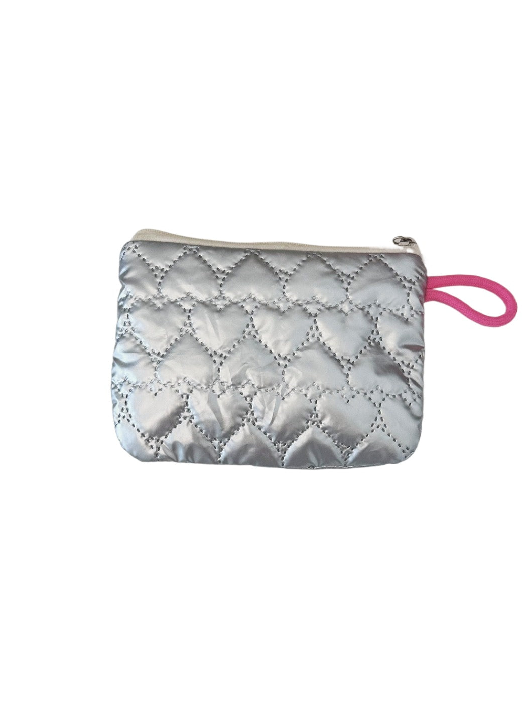 Cosbai - Silver & Pink Coin Purse with Heart Pattern