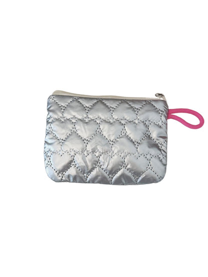 Cosbai - Silver & Pink Coin Purse with Heart Pattern