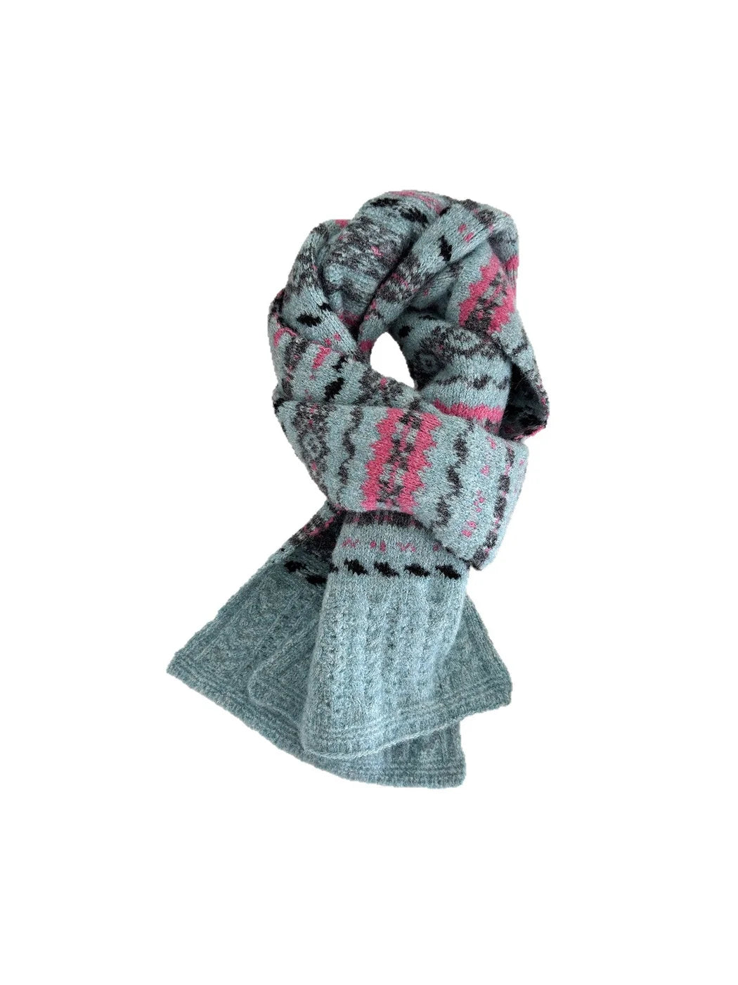 Scarvii - Geometric Zigzag Band Fuzzy Textured Scarf