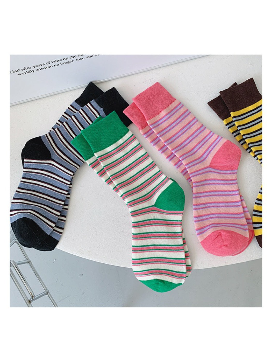 Rufia - Bright Stripe Knit Crew Socks
