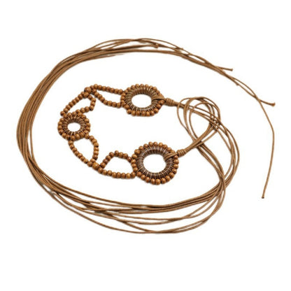 Beco Boho Beaded Belt Elegant Adjustable Belts showing woven texture
