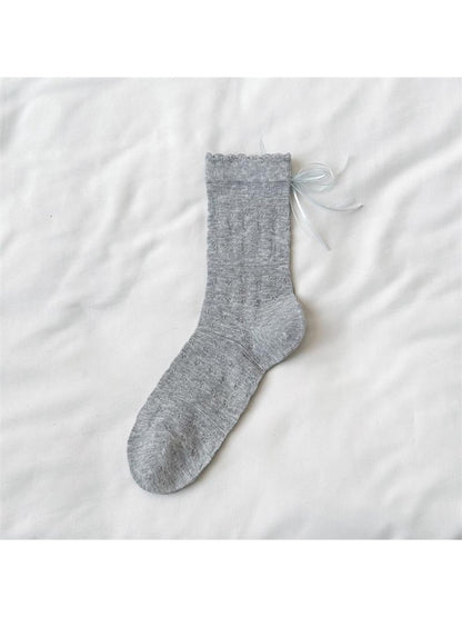 Rufia - Hearts and Bow Embossing Crew Socks