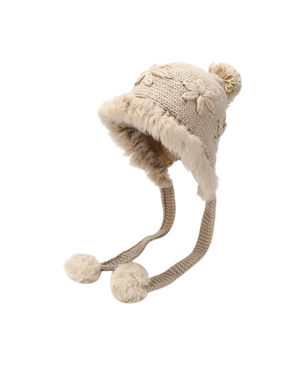 Haila – Solid Embroidered Winter Earflap Beanie