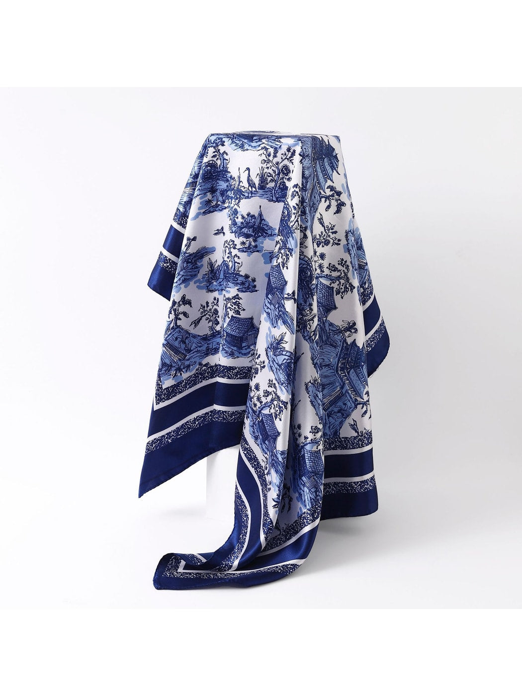 Scarvii - Classic Scenic Print Border Square Scarf