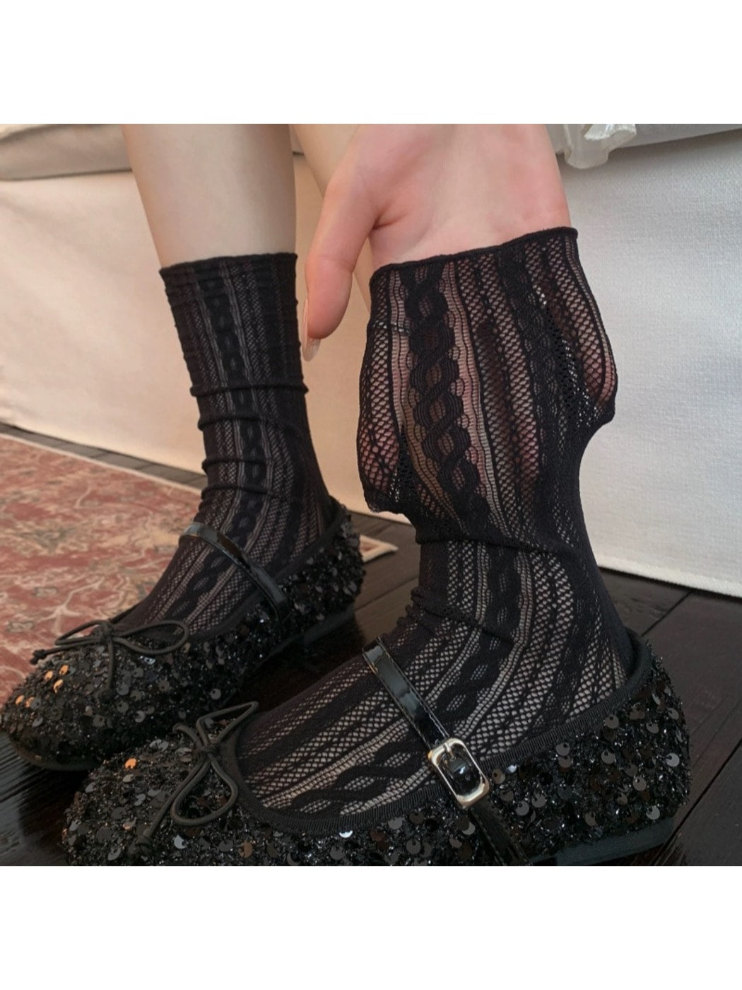 Rufia - Delicate Openwork Crew Socks