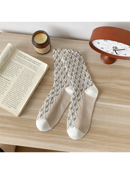 Rufia - Vintage Diamond Jacquard Crew Socks
