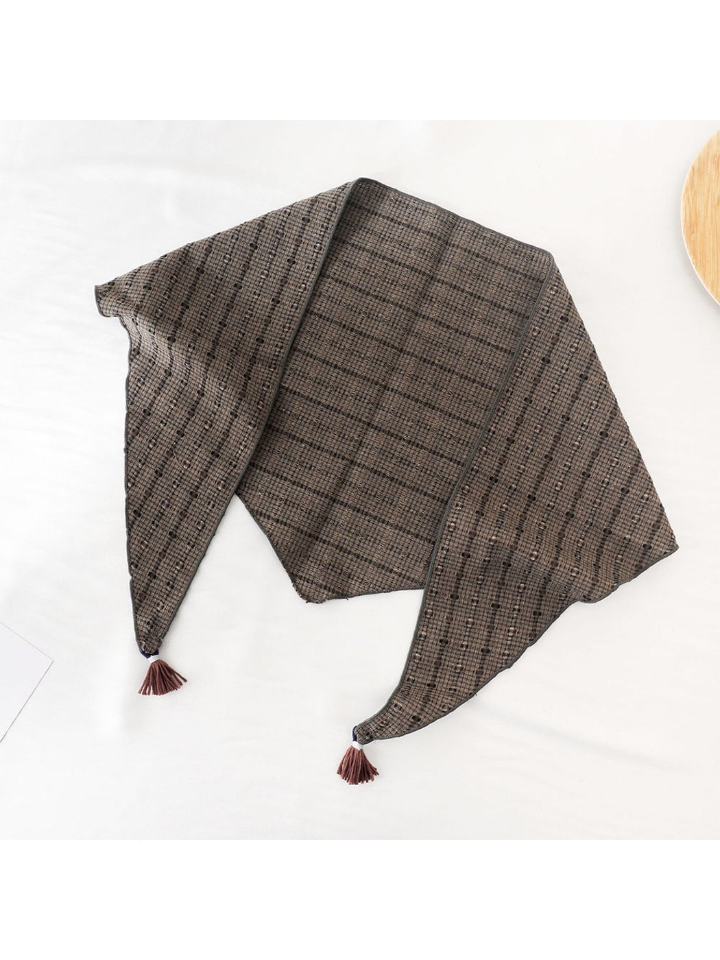Scarvii - Plaid Fringe Retro Style Triangle Bandana