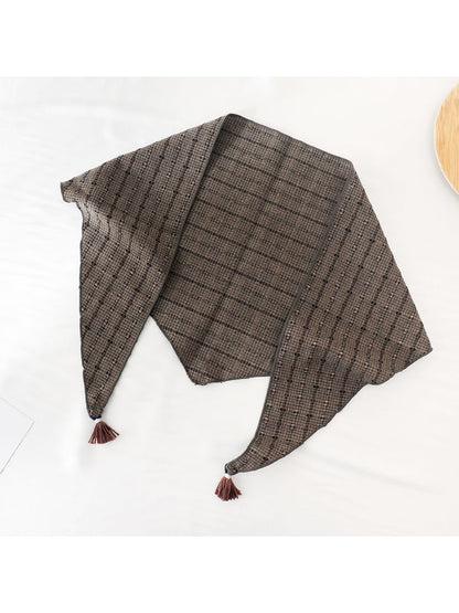 Scarvii - Plaid Fringe Retro Style Triangle Bandana