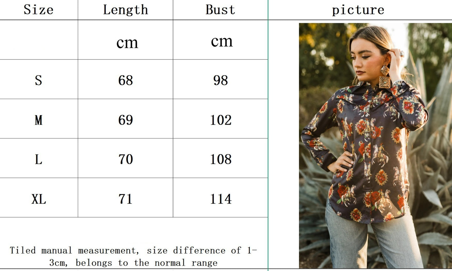 Crosa - Western Print Long Sleeve Shirt - Urban Cowgirl