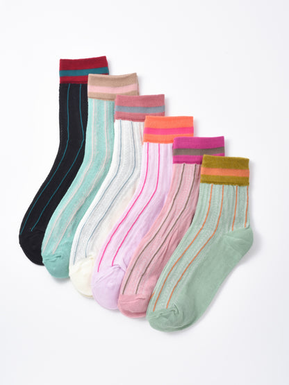Rufia - Colorblock Mesh Knit Mid Calf Socks