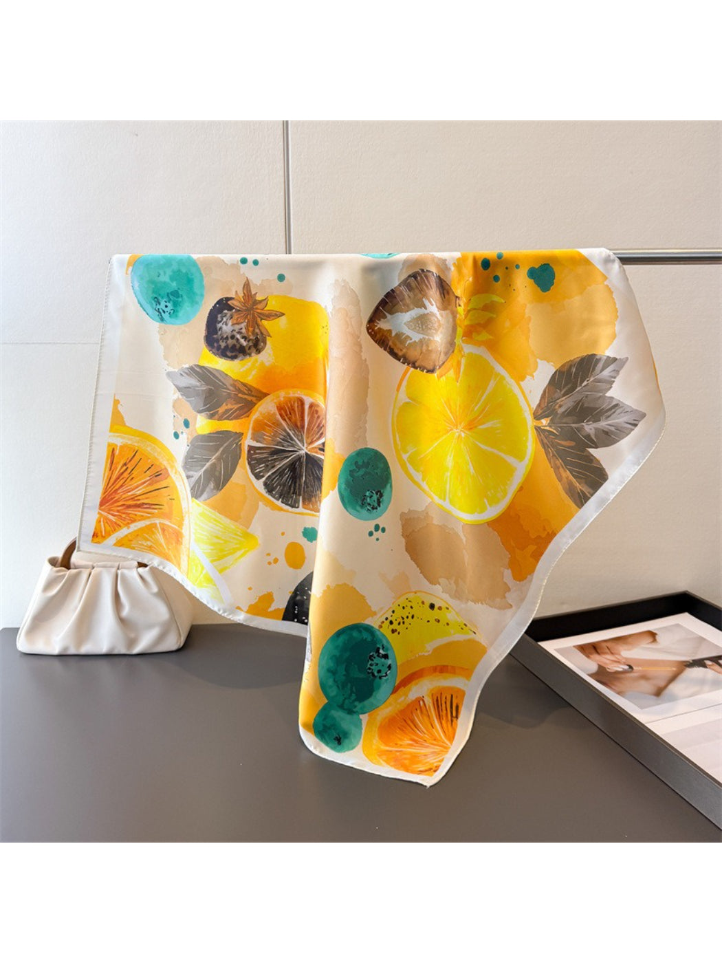 Scarvii Citrus Fruit Print Square Scarf