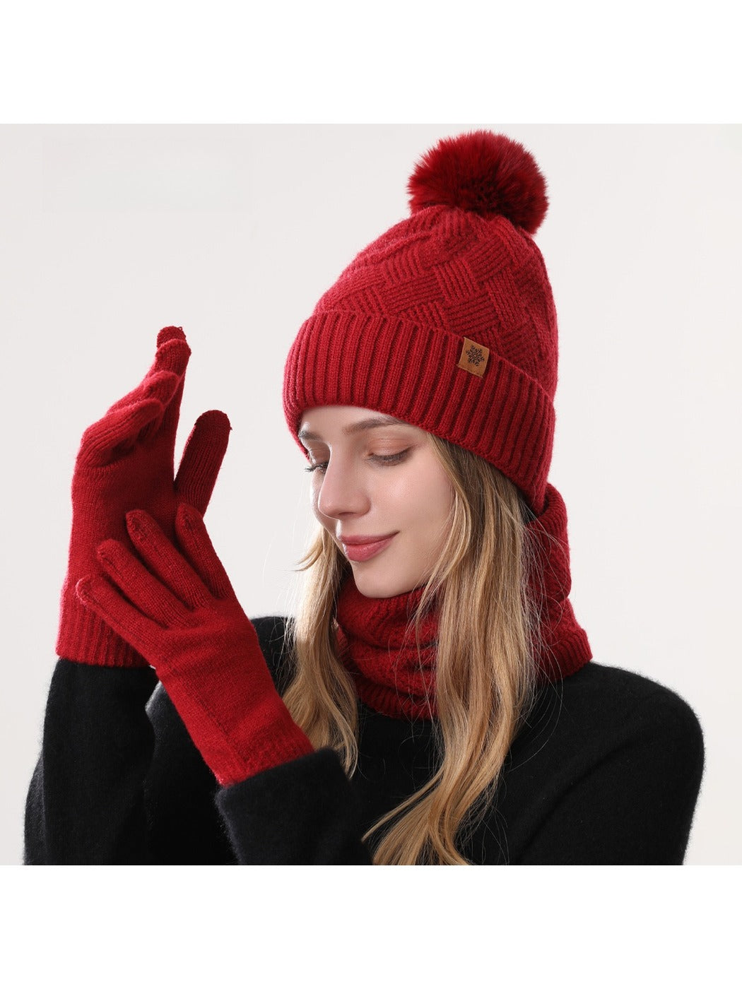 Haila - Women's Winter Knit Beanie Scarf Gloves Set