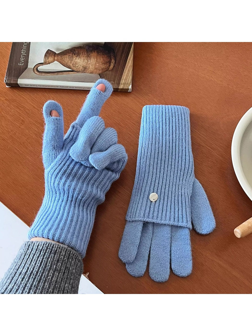 Gloving - Women's Layered Ribbed Knit Winter Gloves