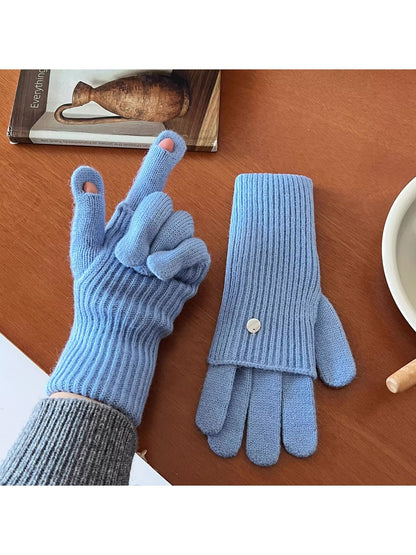 Gloving - Women's Layered Ribbed Knit Winter Gloves