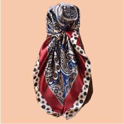 Scarvii - Vintage Paisley Orange Blue Square Scarf