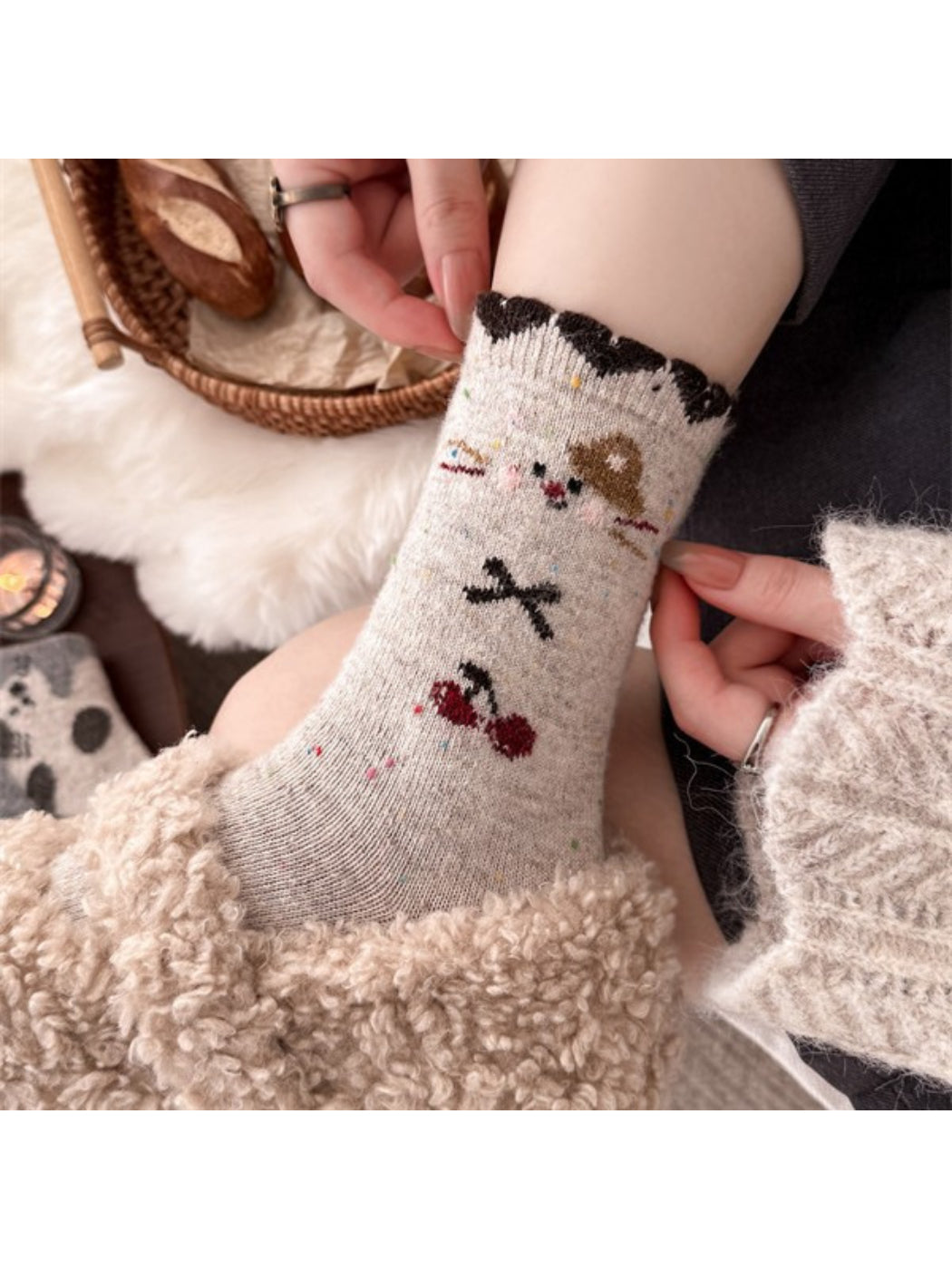 Rufia - Cute Cat Pattern Cozy Crew Socks