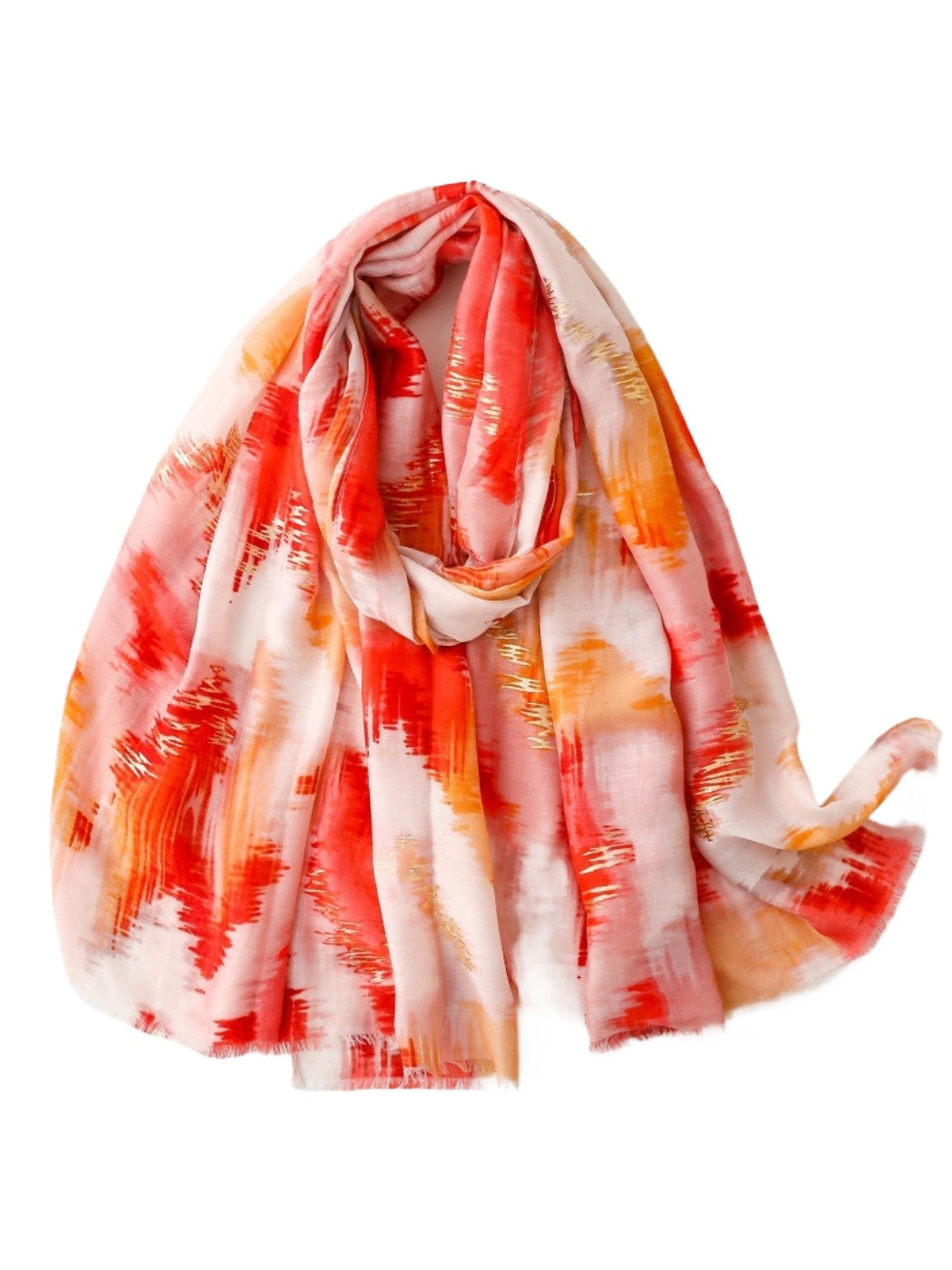 Scarvii - Gold Foil Scarf with Lake & Mountain Pattern