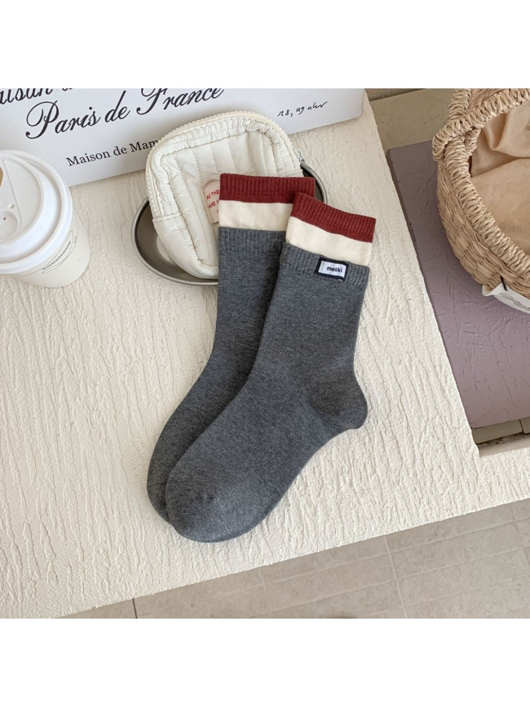 Rufia - Retro Color-Block Mid-Calf Socks