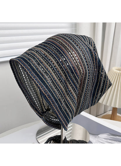 Haila - Multicolor Striped Open-Knit Beanie