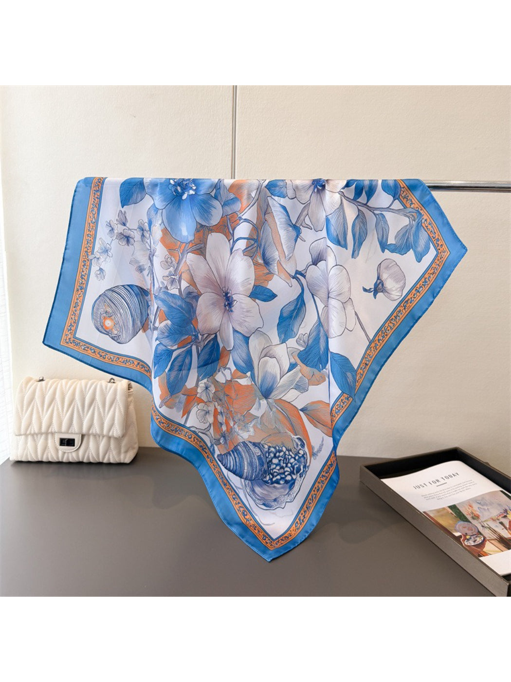 Scarvii - Floral Frame Print Square Scarf