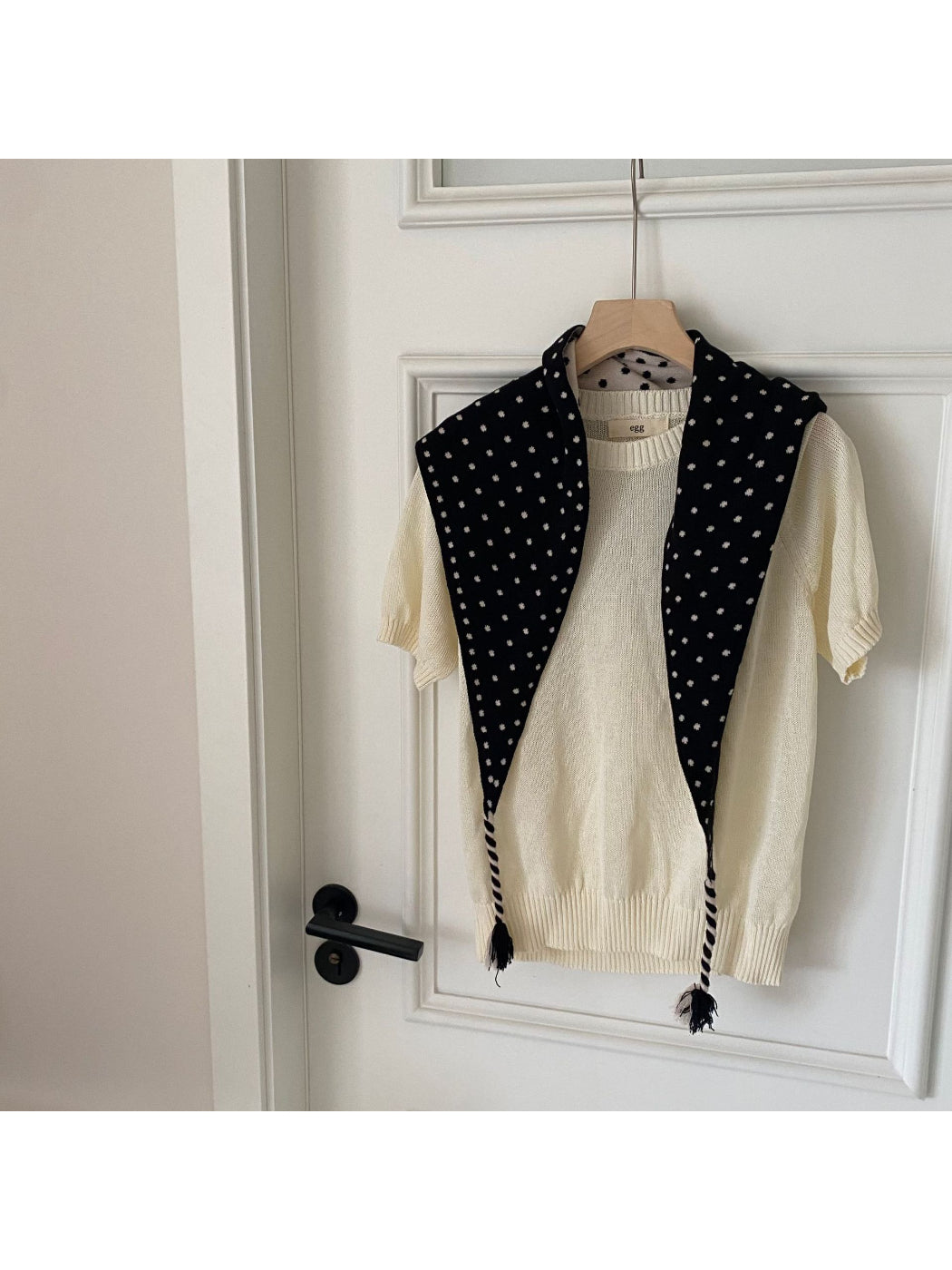Scarvii - Polka Dot Tassel Triangle Scarf