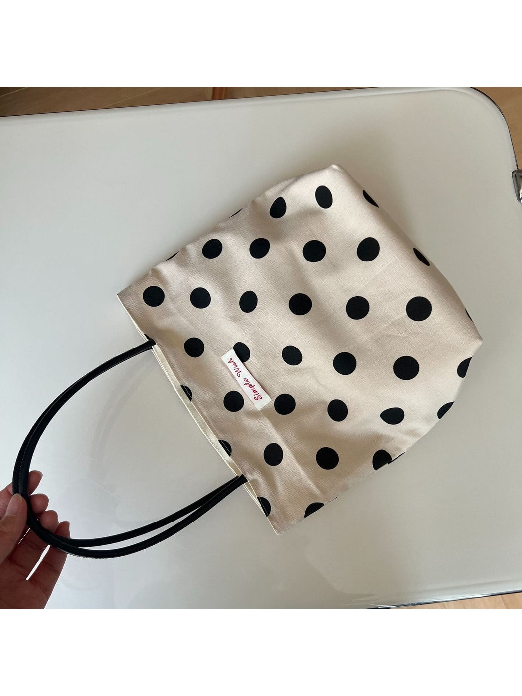 Cosbai - Minimal Dot Print Tote Bag