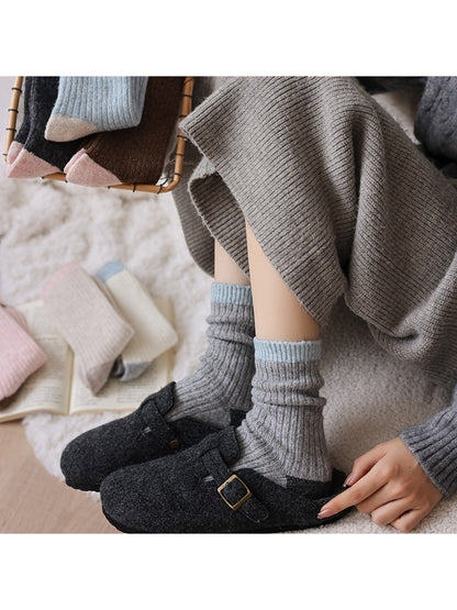 Rufia - Simple Colorblock Casual Crew Socks