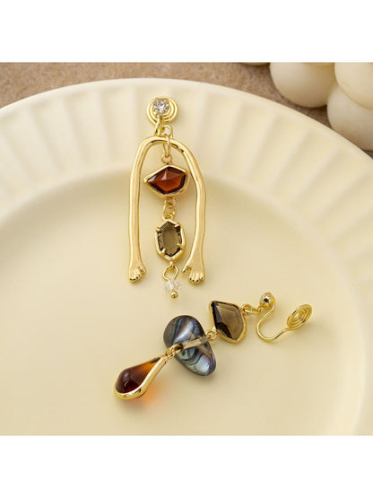 Earwish - Vintage Asymmetric Earrings - French Artistic Style