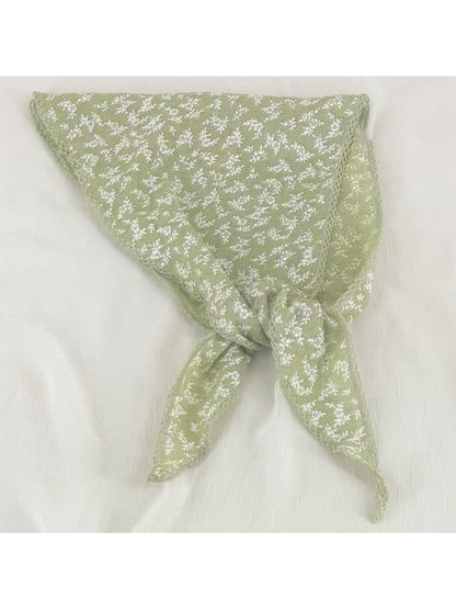 Scarvii Ditsy Floral Bandana Headscarf folded showing pink and white floral pattern