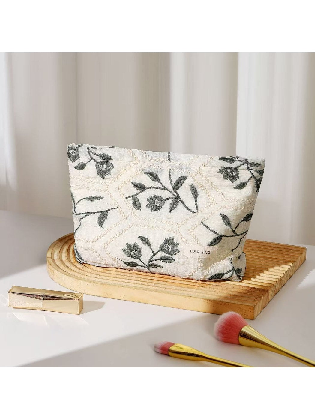 Cosbai - Women's Floral Print Handheld Cosmetic Bag