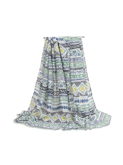 Scarvii - Aztec Geometric Print Long Scarf