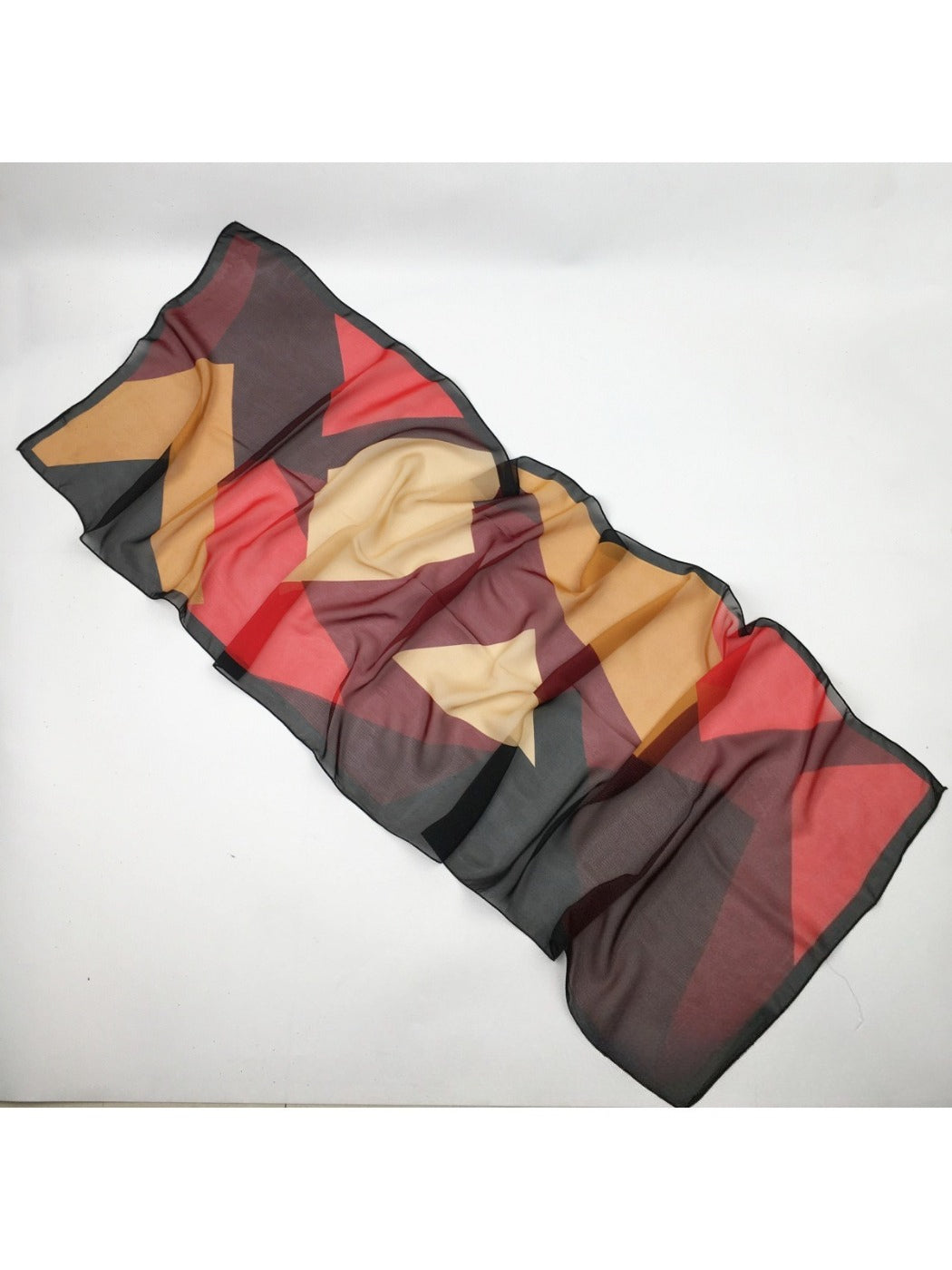 Scarvii - Geometric Color-Block Chiffon Scarf