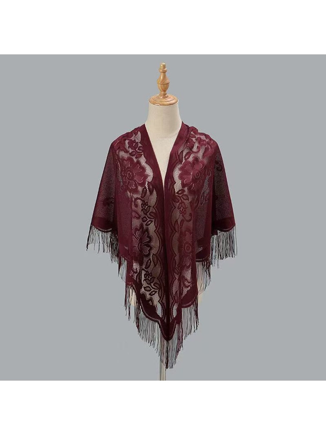 Scarvii - Solid Lace Fringe Women's Triangle Shawl