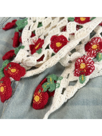 Scarvii - Openwork Flower Accent Triangle Headband
