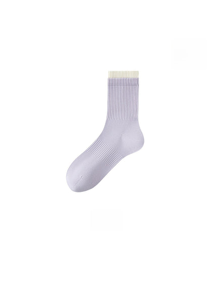Rufia - Colorblock Double Cuff Casual Crew Socks