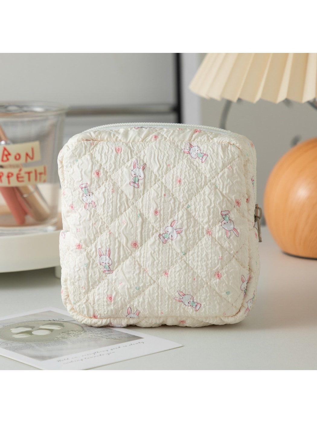 Cosbai - Cartoon and Floral Print Quilted Storage Bag