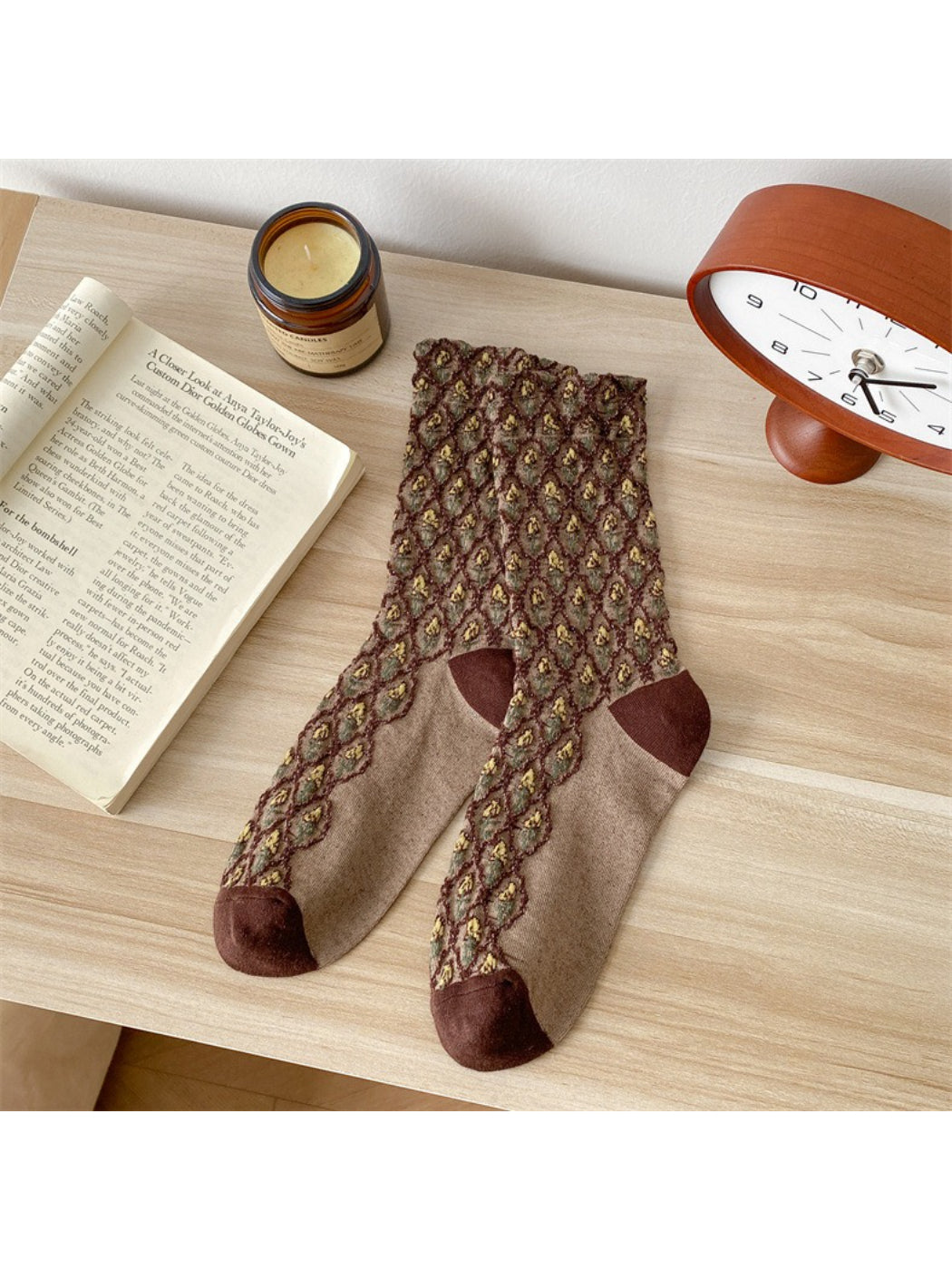 Rufia - Vintage Diamond Jacquard Crew Socks