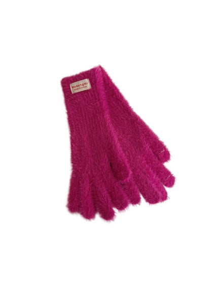 Gloving - Solid Color Fuzzy Gloves with Touchscreen