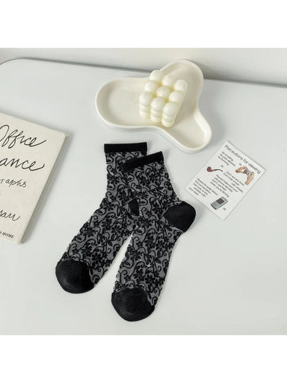 Rufia - Vintage Floral Sheer Crew Socks