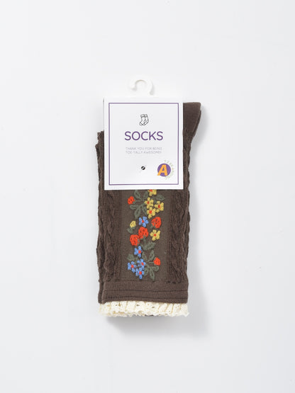 Rufia - Garden Trail Embroidered Crew Socks