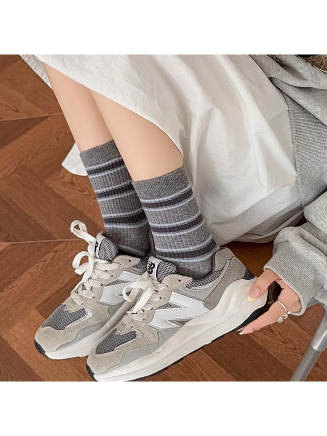 Rufia - Striped Sporty Mid-Calf Socks for Women